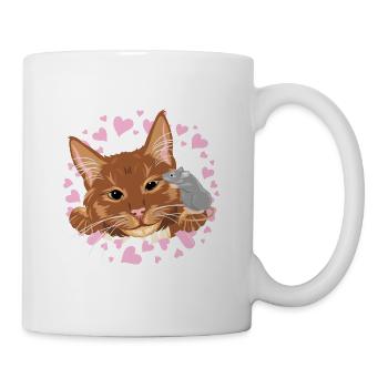 Ginger cat and cute mouse are best friends - Mug - white - Right