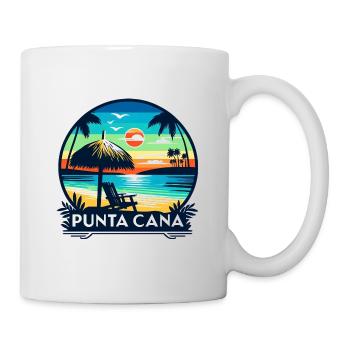 Sonnenuntergang in Punta Cana: Strand und Palmen - Tasse - Weiß - Rechts