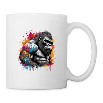 Tattoo / Tier / Kunst / cool / Comic / Gorilla - Tasse - Weiß - Rechts