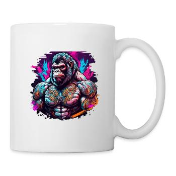 Tatouage / Animal / Art / Cool / Bande dessinée / Gorille - Mug blanc - blanc - Droite