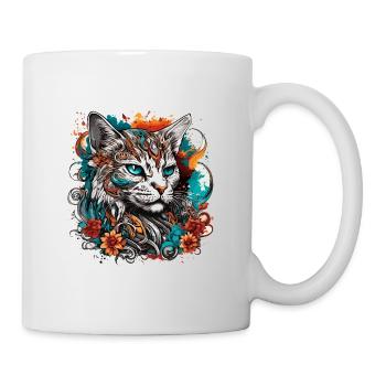 Tattoo / Animal / Art / Cool / Comic / Cat - Mug - white - Right