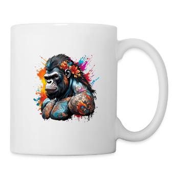 Tattoo / Tier / Kunst / cool / Comic / Gorilla - Tasse - Weiß - Rechts