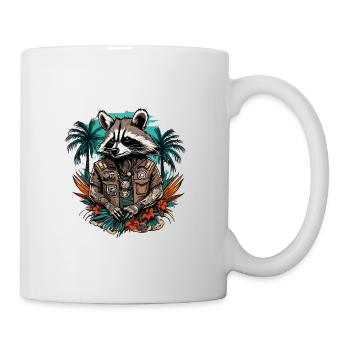 Tattoo / Tier / Kunst / cool / Comic / Waschbär - Tasse - Weiß - Rechts