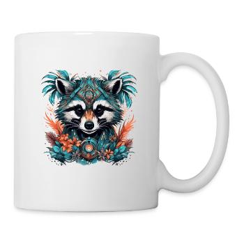 Tattoo / Tier / Kunst / cool / Comic / Waschbär - Tasse - Weiß - Rechts