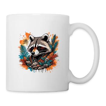 Tattoo / Tier / Kunst / cool / Comic / Waschbär - Tasse - Weiß - Rechts