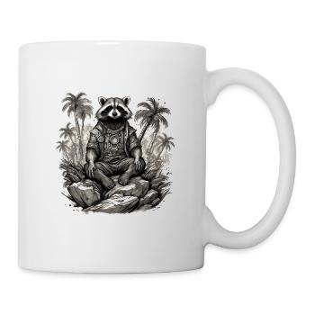 Tattoo / Tier / Kunst / cool / Comic / Waschbär - Tasse - Weiß - Rechts