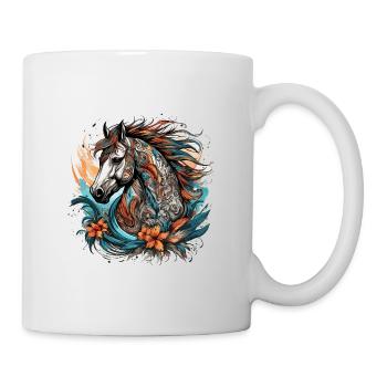 Tattoo / Tier / Kunst / cool / Comic / Pferd - Tasse - Weiß - Rechts