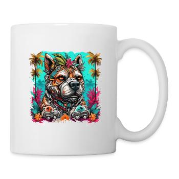 Tattoo / Tier / Kunst / cool / Comic / Hund - Tasse - Weiß - Rechts
