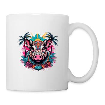 Tattoo / Tier / Kunst / cool / Comic / Schwein - Tasse - Weiß - Rechts