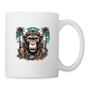Tattoo / Tier / Kunst / cool / Comic / Schimpanse - Tasse - Weiß - Rechts