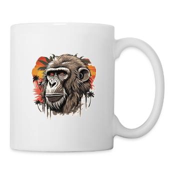 Tattoo / Tier / Kunst / cool / Comic / Schimpanse - Tasse - Weiß - Rechts