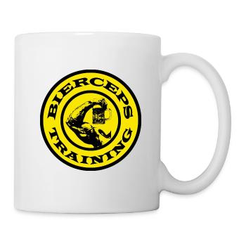 Bierceps Training - Bierkrug mit Bizeps Trinksport - Tasse - Weiß - Rechts