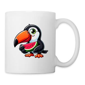 Toucan Oiseau de paradis pastèque fruits d’été - Mug blanc - blanc - Droite