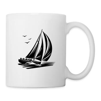 Schnelles Regatta Segelboot bei Wellengang - Tasse - Weiß - Rechts