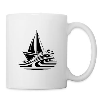 Schnelles Segelboot auf Kurs in großen Wellen - Tasse - Weiß - Rechts