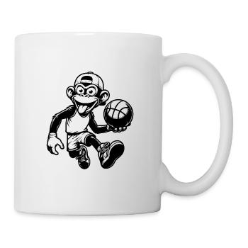 Basketball monkey coach with ball and cap - Mug - white - Right