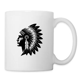 Kraftvoller Krieger mit prächtigem Kopfschmuck - Tasse - Weiß - Rechts
