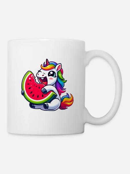 Einhorn Wassermelone Sommerdesign - Tasse - Weiß