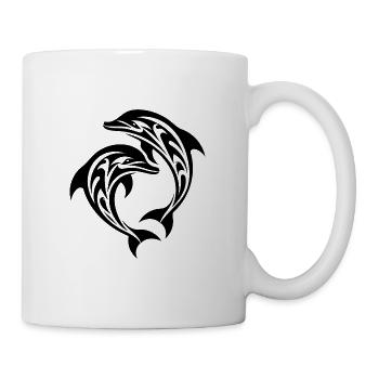 Tribal Tattoo Dolphins Jumping Bottlenose dolphins - Mug - white - Right