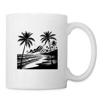 Volcano coast with palm trees, beach and sea - Mug - white - Right
