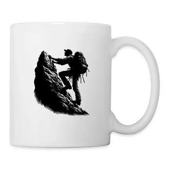 Wanderer beim Klettern am Berggipfel Felsen - Tasse - Weiß - Rechts