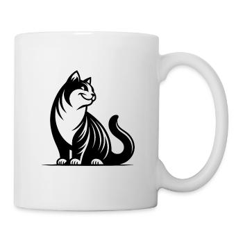 Cuddly purring house cat with cute look - Mug - white - Right