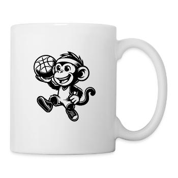 Little kids monkey with basketball - Mug - white - Right