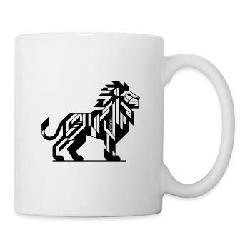 Geometric lion with teeth and elegant mane - Mug - white - Right