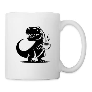 T-Rex dinosaure à la caféine avec tasse à café - Mug blanc - blanc - Droite