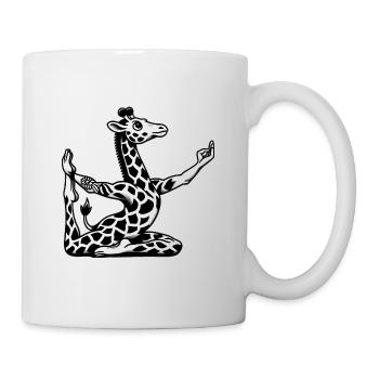 Girafe Yoga Méditation Workout Noir Blanc - Mug blanc - blanc - Droite