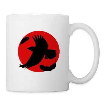 Corbeau sur fond rouge - Mug blanc - blanc - Droite