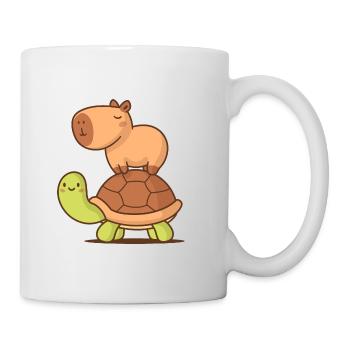 Capybara sur une tortue - Mug blanc - blanc - Droite