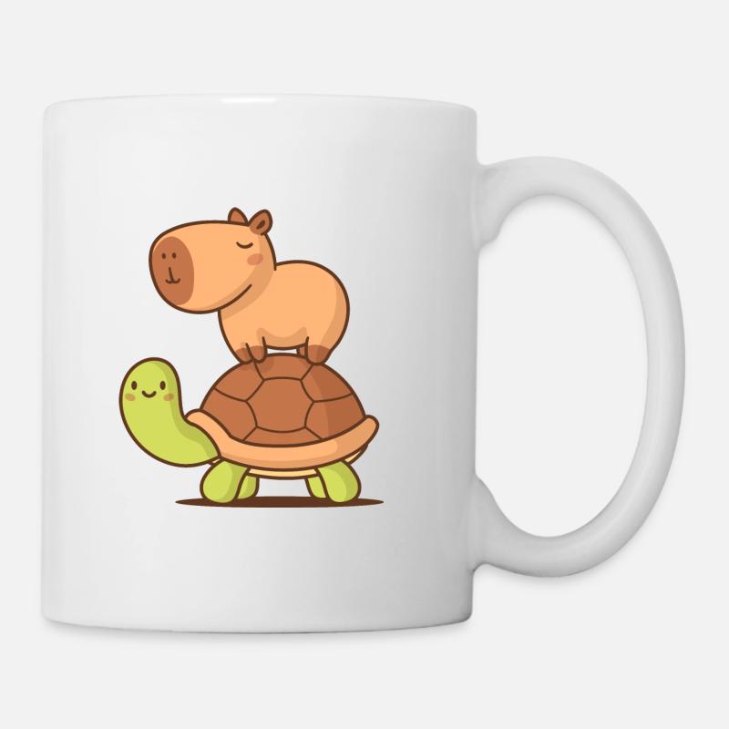 Capybara sur une tortue - Mug blanc - blanc