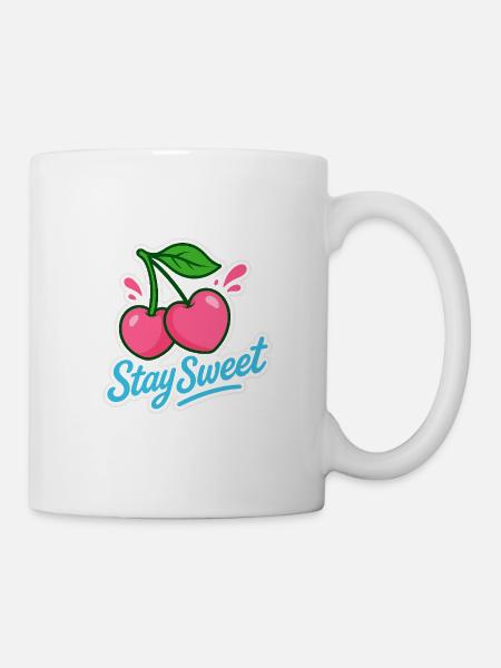 pink cherries - Stay Sweet - Mug - white