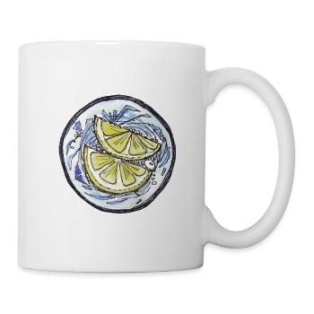 Zitronen Handzeichnung - Tasse - Weiß - Rechts