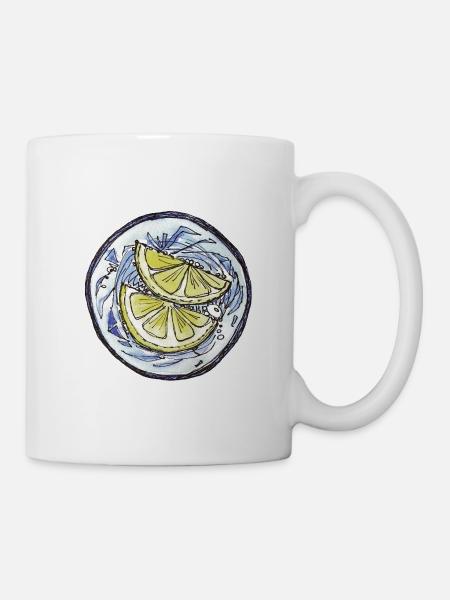 Zitronen Handzeichnung - Tasse - Weiß
