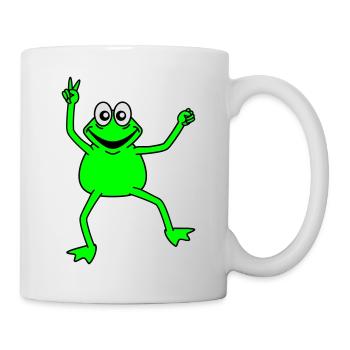 Happy Frog Peace Victory Hand Signal Cool - Mug - white - Right
