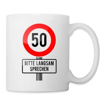 50 années bouclier lentement - Mug blanc - blanc - Droite