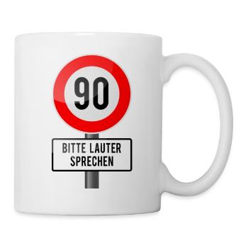 90 années bouclier fort - Mug blanc - blanc - Droite