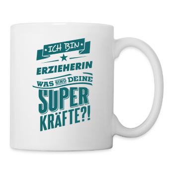 Superpower Erzieherin - Beruf Job petrol RAHMENLOS - Tasse - Weiß - Rechts