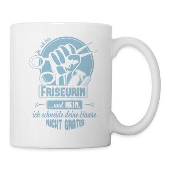 Ja ich bin eine Friseurin & nein, nicht gratis - Tasse - Weiß - Rechts