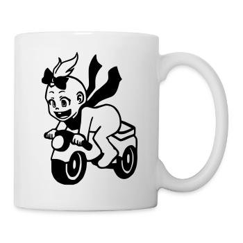 Mädchen auf Motorrad - Tasse - Weiß - Rechts