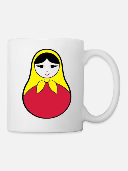 Matroschka / Babuschka - russische Puppe in Puppe - Tasse - Weiß