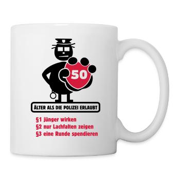 50th Birthday Shirt "Older than the allowed ..." - Mug - white - Right