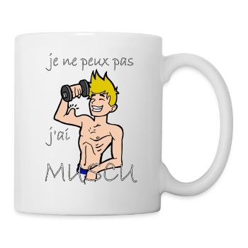 Je ne peux pas j'ai muscu - Mug blanc - blanc - Droite