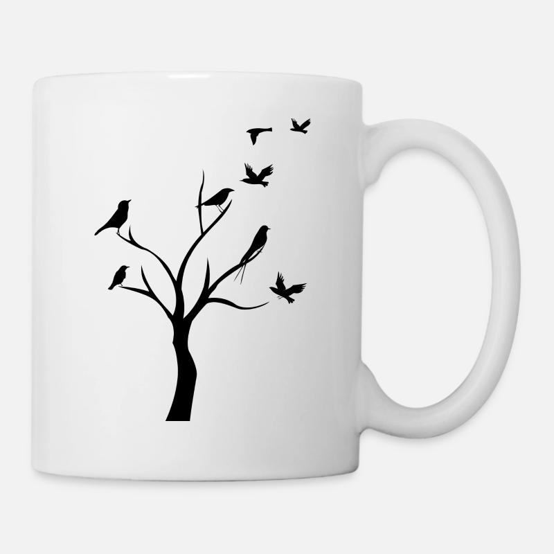 oiseaux dans l'arbre - Mug blanc - blanc