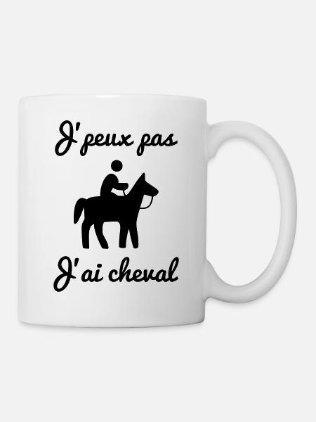 j'peux pas j'ai cheval - équitation - chevaux - Mug blanc - blanc
