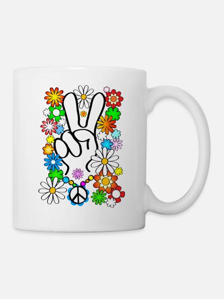 Flower Power & Peace 1 - Mug - white