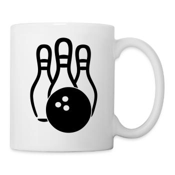 Bowlingkugel & Pins - Tasse - Weiß - Rechts