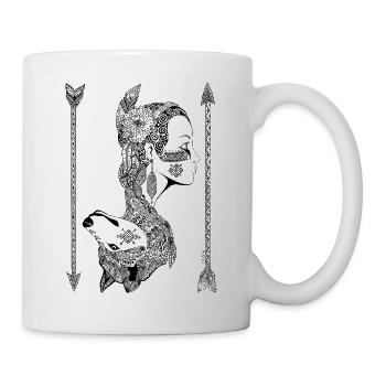 Indienne et loup - Mug blanc - blanc - Droite
